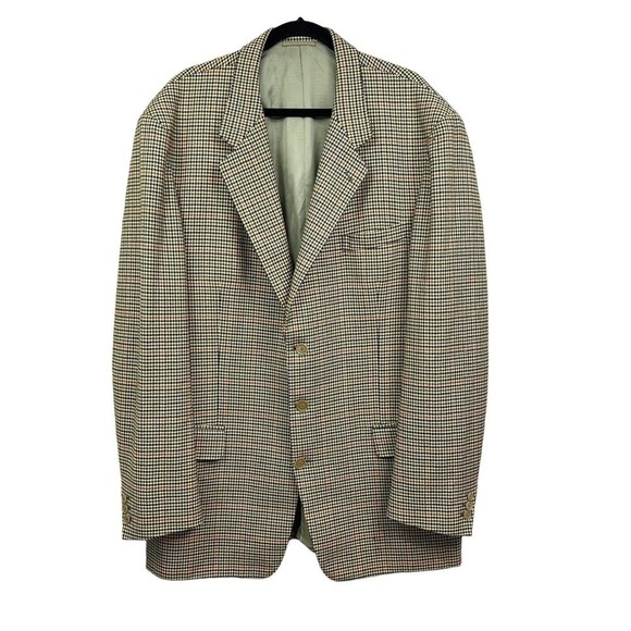 Ermenegildo Zegna Wool Cashmere Sport Coat Blazer Men Ventless Houndstooth Green - Picture 1 of 8
